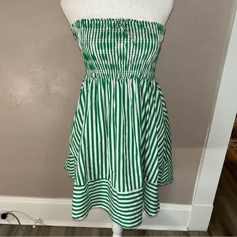 Altar'd State Green and White Striped Midi Dress
